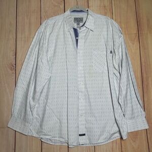 Cowboy Up Button Down Shirt Mens XL White Blue Geometric Western Ranchwear